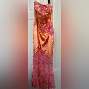 Jovani Orange and Pink Prom Dress
